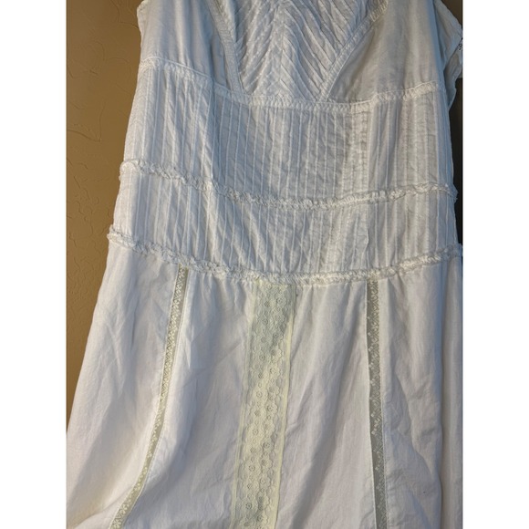 100% cotton‎ drop waist tie shoulder lace detail old navy dress 12 white - Picture 3 of 9